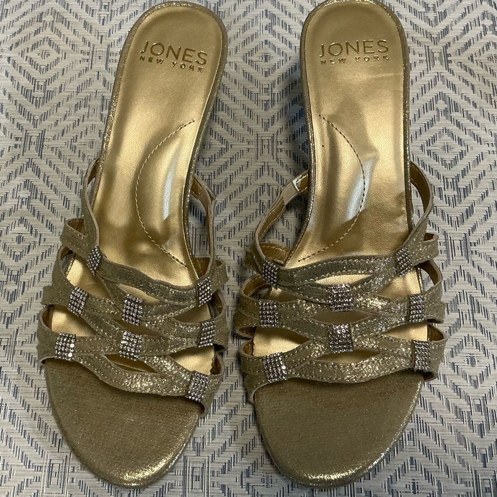 Sparkling Gold Strappy Sandals Jones New York
New